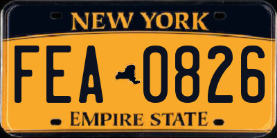NY license plate FEA0826