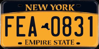 NY license plate FEA0831
