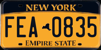 NY license plate FEA0835