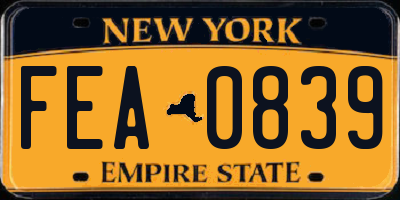 NY license plate FEA0839