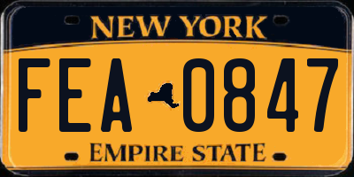 NY license plate FEA0847