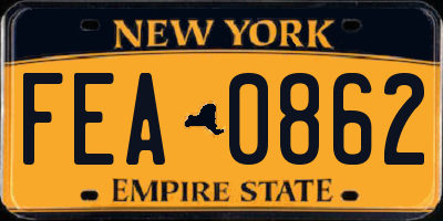 NY license plate FEA0862