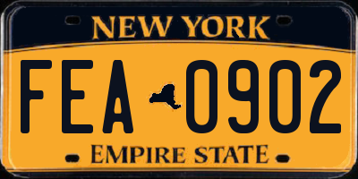 NY license plate FEA0902