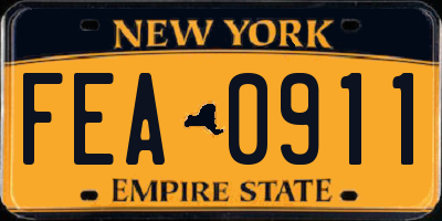 NY license plate FEA0911