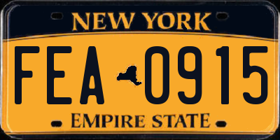 NY license plate FEA0915