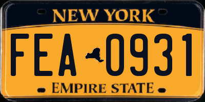 NY license plate FEA0931
