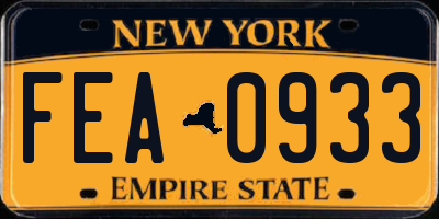 NY license plate FEA0933