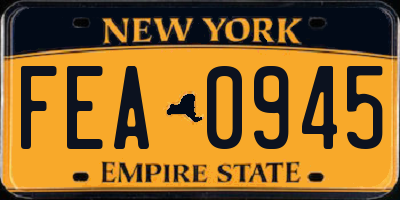 NY license plate FEA0945