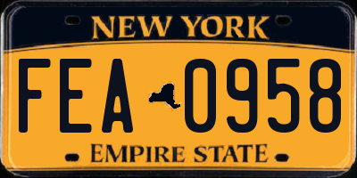 NY license plate FEA0958