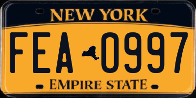 NY license plate FEA0997