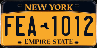 NY license plate FEA1012