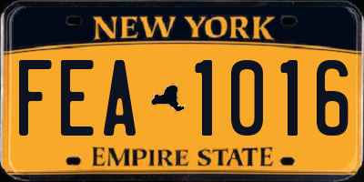 NY license plate FEA1016