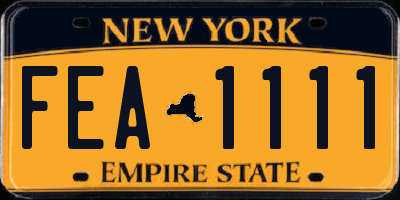 NY license plate FEA1111