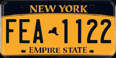 NY license plate FEA1122