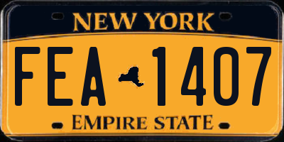 NY license plate FEA1407