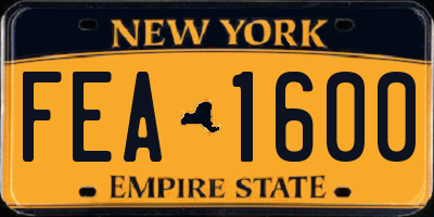 NY license plate FEA1600
