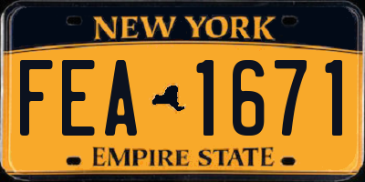 NY license plate FEA1671