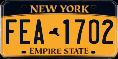 NY license plate FEA1702