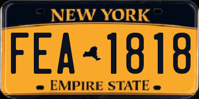 NY license plate FEA1818