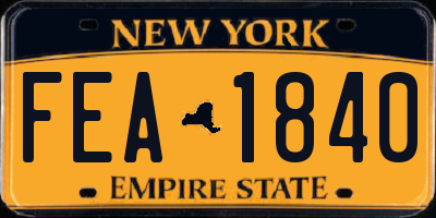 NY license plate FEA1840