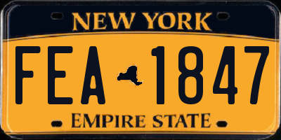 NY license plate FEA1847