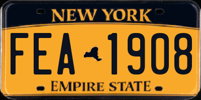 NY license plate FEA1908