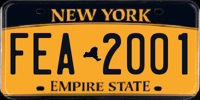 NY license plate FEA2001