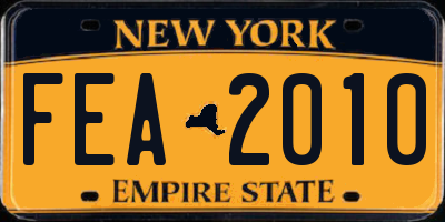 NY license plate FEA2010