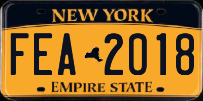 NY license plate FEA2018