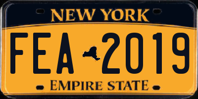 NY license plate FEA2019