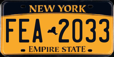 NY license plate FEA2033