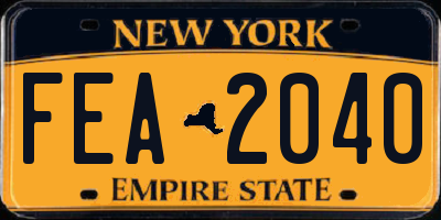 NY license plate FEA2040