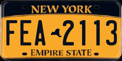 NY license plate FEA2113