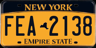 NY license plate FEA2138