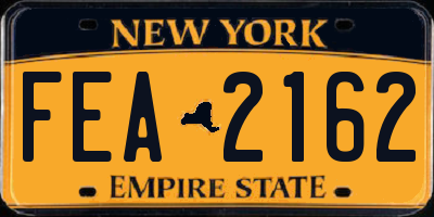 NY license plate FEA2162