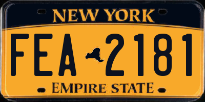 NY license plate FEA2181