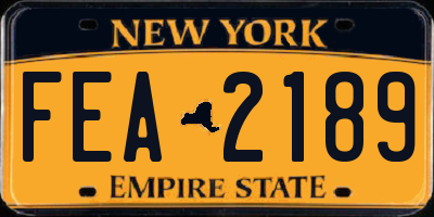 NY license plate FEA2189