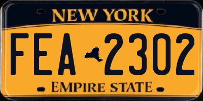 NY license plate FEA2302