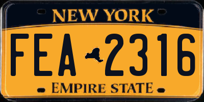 NY license plate FEA2316