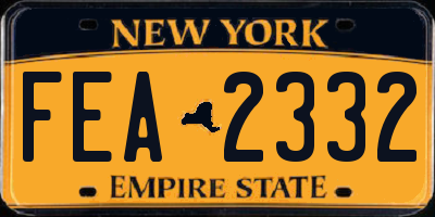 NY license plate FEA2332