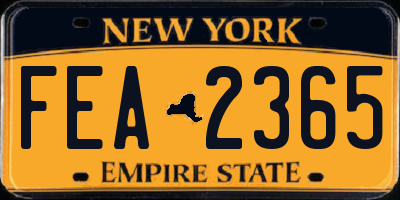 NY license plate FEA2365