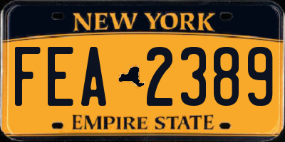 NY license plate FEA2389