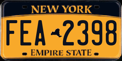 NY license plate FEA2398