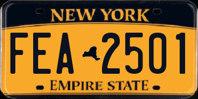 NY license plate FEA2501