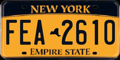 NY license plate FEA2610
