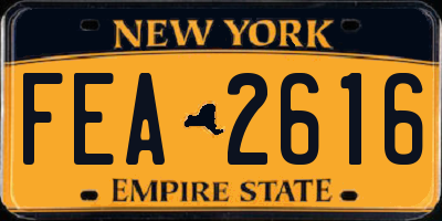 NY license plate FEA2616