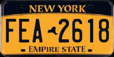 NY license plate FEA2618