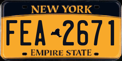NY license plate FEA2671