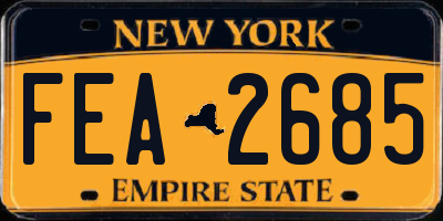 NY license plate FEA2685