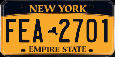 NY license plate FEA2701
